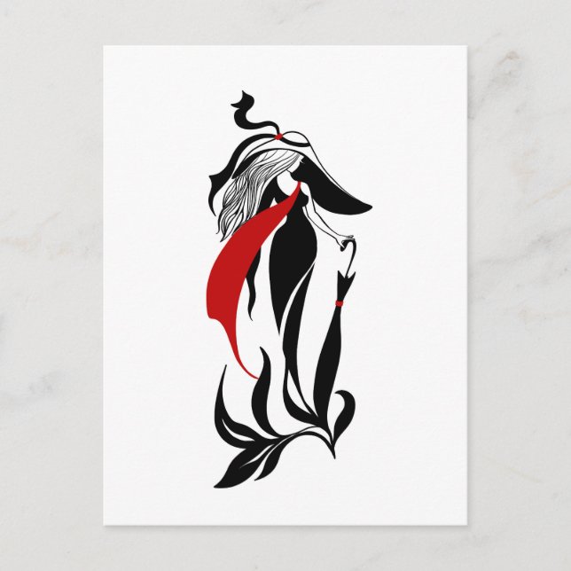 Fashion glamour beautiful graphic illustration postkarte (Vorderseite)