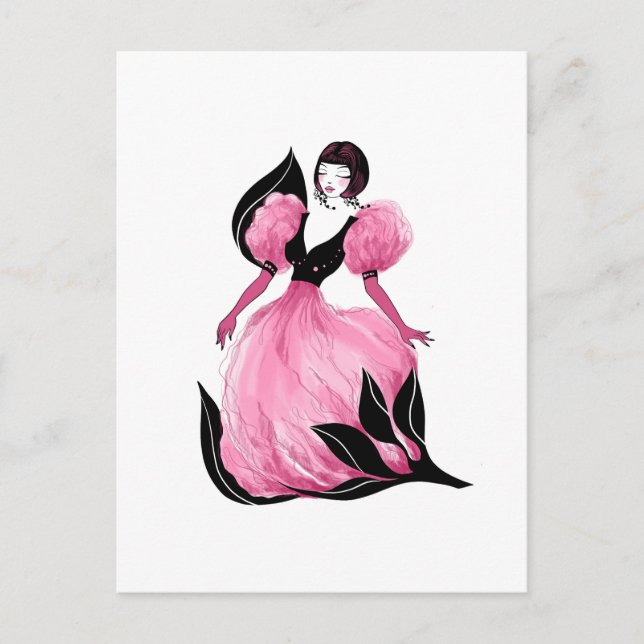 Fashion glamour beautiful watercolor illustration postkarte (Vorderseite)