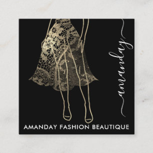 Fashion Gold Lace Dress Logo QRCode Shop Beautique Quadratische Visitenkarte