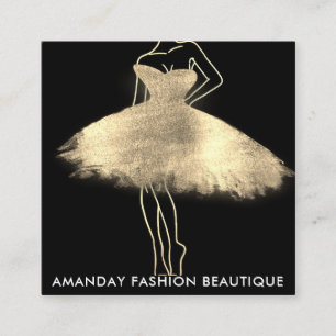 Fashion Golden Dress Logo QR Stylist Boutique Quadratische Visitenkarte