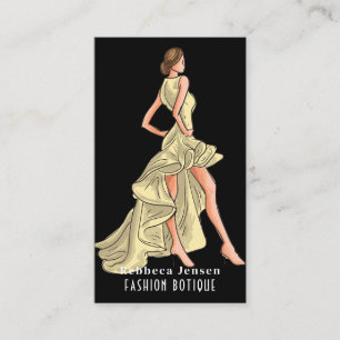 Fashion Golden Dress Logo QR Stylist Boutique Visitenkarte