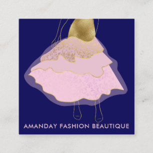 Fashion Golden Dress Logo QR Stylist Online Blue Quadratische Visitenkarte