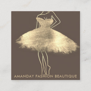 Fashion Golden Dress Logo QR Stylist Shop Boutique Quadratische Visitenkarte