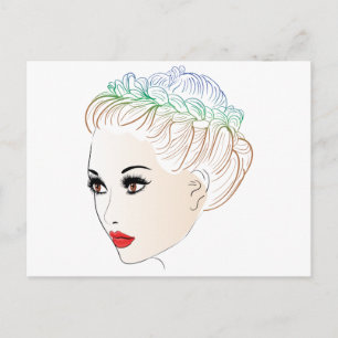 Fashion Hairstyles Lineart 2 Postkarte