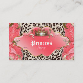 Fashion Jewelry Business Card Leopard Lace Coral Visitenkarte
