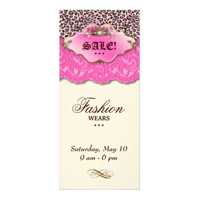 Fashion Leopard Juwelry Crown Lace Pink Werbekarte (Vorne)