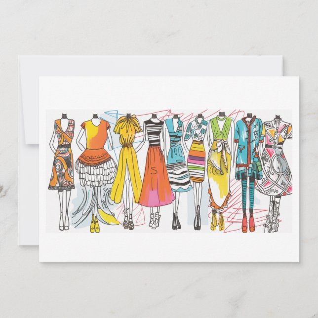 Fashion Lovers Art Print Colorful Blank Notecard Einladung (Vorderseite)
