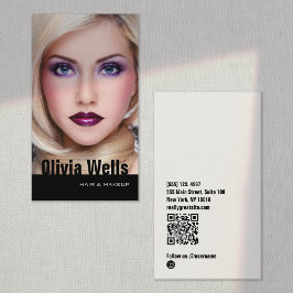 Fashion Model Foto Black QR Code Visitenkarte