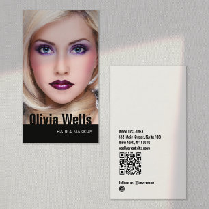 Fashion Model Foto Black QR Code Visitenkarte