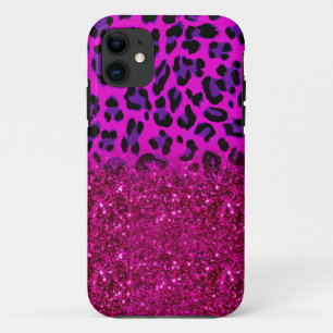 Fashion Modern Pink Purple Glitter Leopard Case-Mate iPhone Hülle