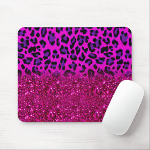 Fashion Modern Pink Purple Glitter Leopard Mousepad