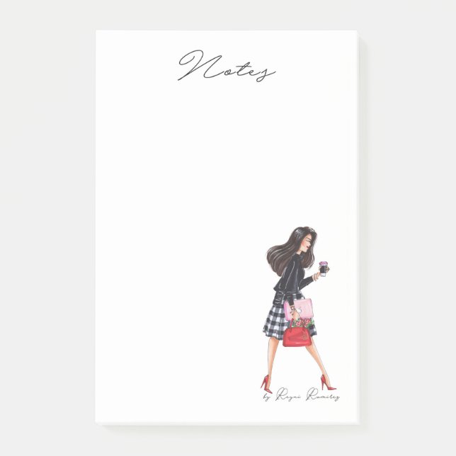Fashion notepad girl Boss Fashion illustration Post-it Klebezettel (Vorderseite)
