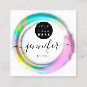 Fashion Pink Floral Boutique Logo gestrichen Quadratische Visitenkarte