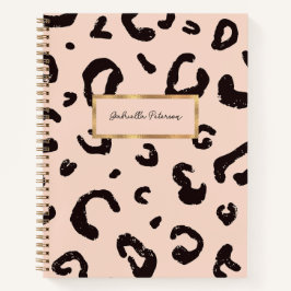 Fashion Pink Leopard Muster & Gold Rahmen Notizbuch