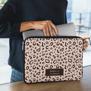 Fashion Pink Leopard Print Monogram Laptopschutzhülle