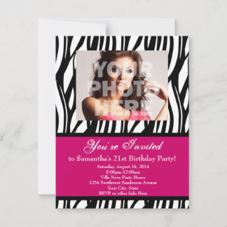 Fashion Pink Zebra Custom Party Einladungen