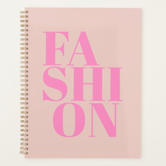 Fashion Print Preppy Peach Pink Typografie Planer (Vorderseite)