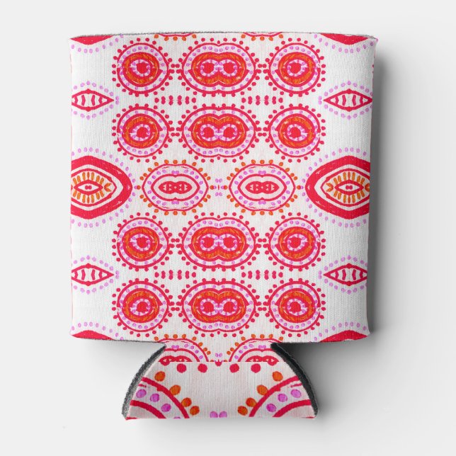 Fashion Red Folklore Boho Design Dosenkühler (Vorderseite)