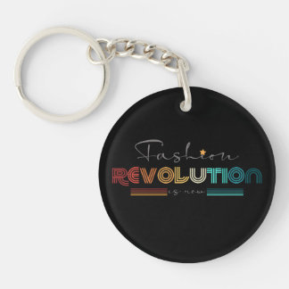 Fashion Revolution Retro-Typografisches Schwarz-Ac Schlüsselanhänger