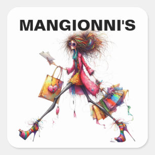 Fashion Shopping Quadratischer Aufkleber