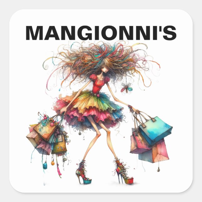 Fashion Shopping Quadratischer Aufkleber (Vorderseite)