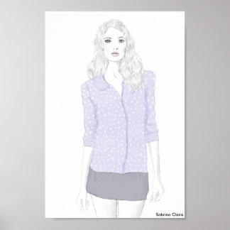 Fashion Sketch - Polka Dot Cardigan Poster