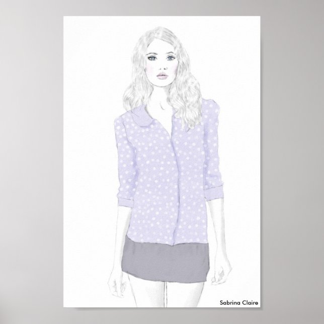 Fashion Sketch - Polka Dot Cardigan Poster (Vorne)