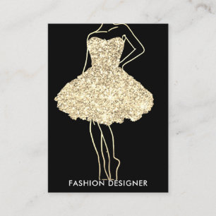 Fashion Stylist Dress Gold Glitzer Logo QR Custom Visitenkarte