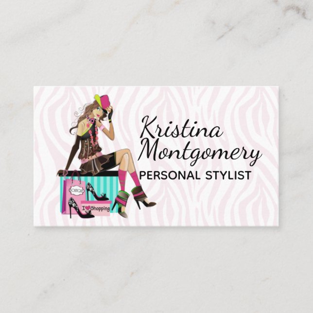 Fashion Stylist Shopper Gal Business Card Visitenkarte (Vorderseite)