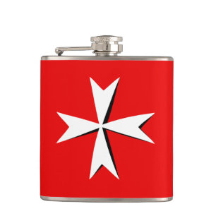 Fashion-Symbol für weißes Malteser Kreuz und Malta Flachmann
