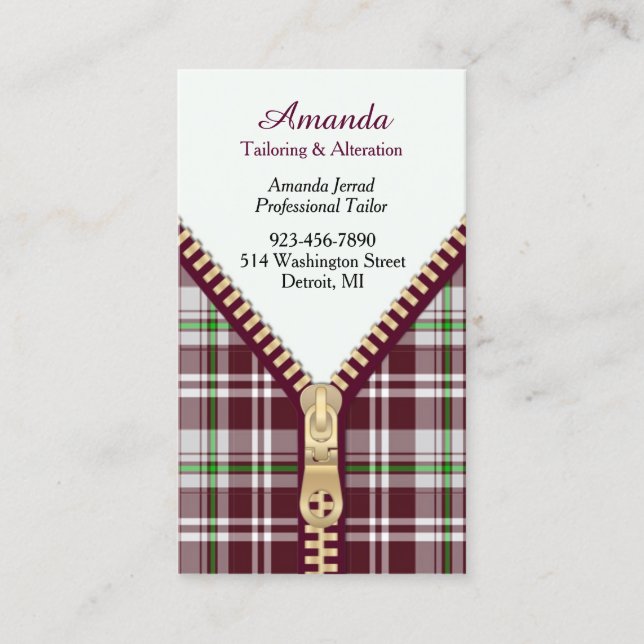 Fashion Tailoring Business Card Visitenkarte (Vorderseite)