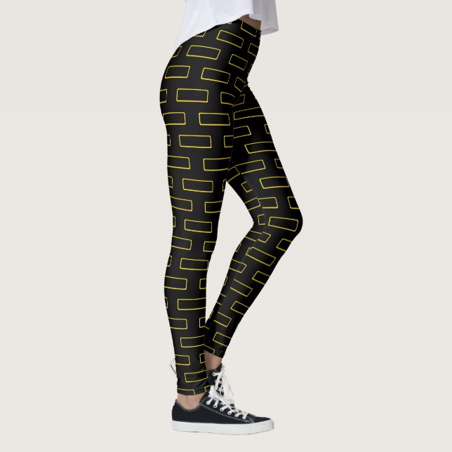 Fashion Yellow Rectangle Pattern Leggings (Rechts)