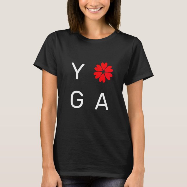 Fashion Yoga Herz Blume T-Shirt (Vorderseite)