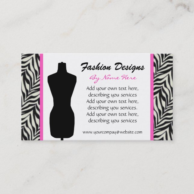 Fashion Zebra Print Business Card Visitenkarte (Vorderseite)