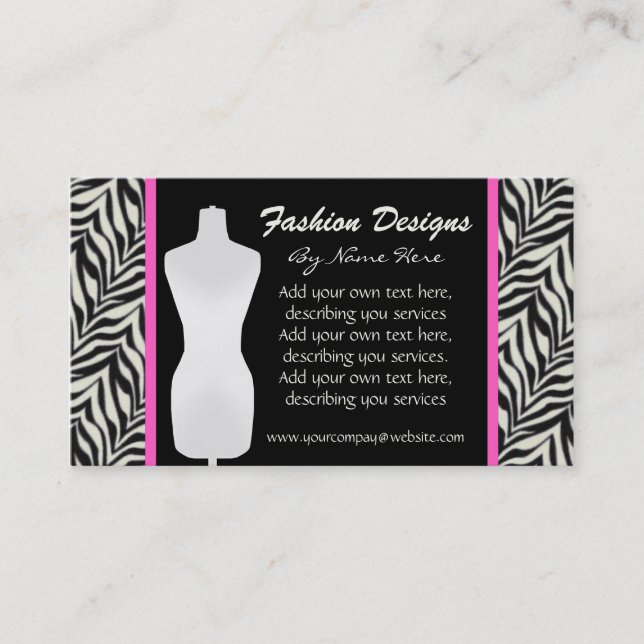 Fashion Zebra Print Business Card Visitenkarte (Vorderseite)
