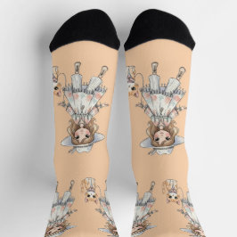 Fashionable Girl strolling with cute cat Socken