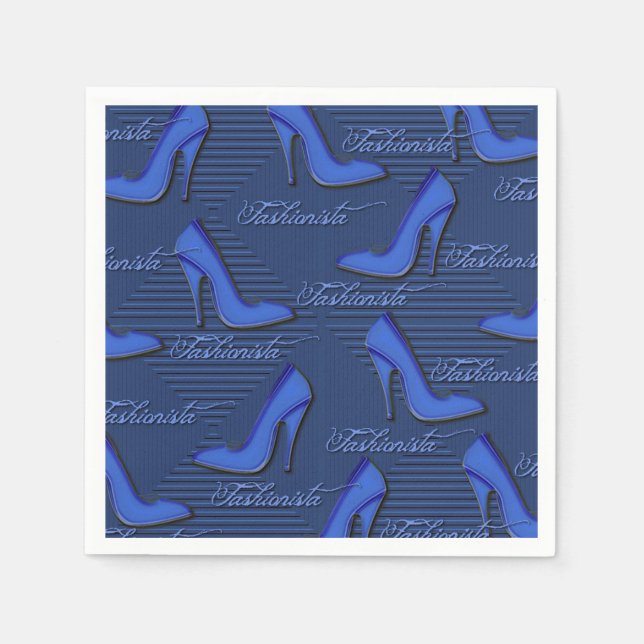 Fashionista Blue Shoes Muster Napkins Serviette (Vorderseite)