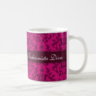 Fashionista Diva Damask Rickpink Girls Tasse