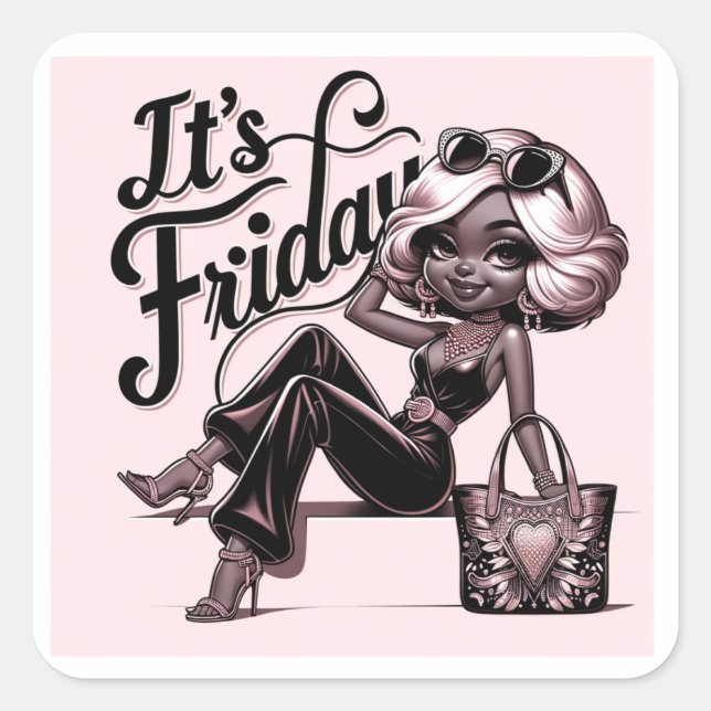 Fashionista Friday Vibes Sticker 🎀 (Vorderseite)
