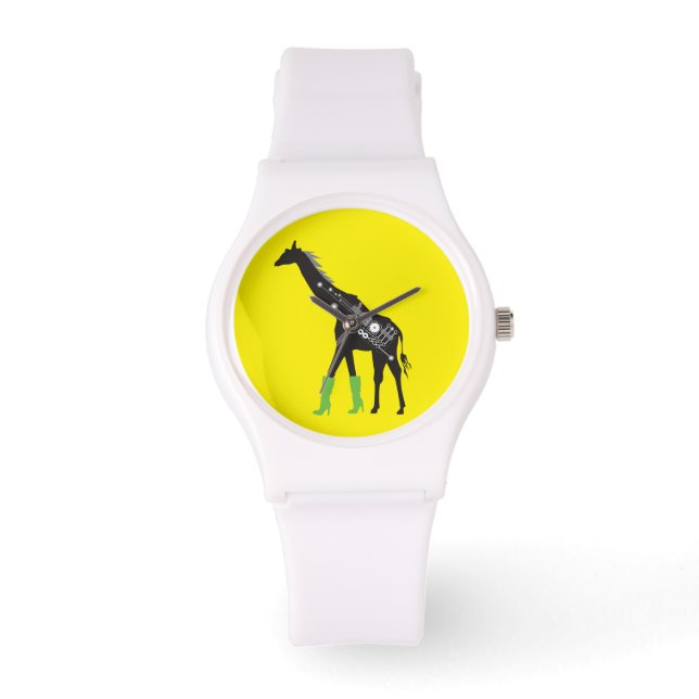 Fashionista Giraffe White Sporty Watch Armbanduhr (Vorderseite)