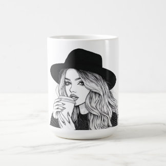 Fashionista Girl mit Kaffee-Tasse Kaffeetasse