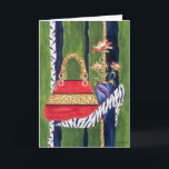 Fashionista Girlfriend Geburtstagskarte Karte<br><div class="desc">Spaß Geburtstagskarte für deine modische Freundin! Design mit Leopardrucktasche und Zebradruckpumpen,  erstellt von dem Wasserfarben-Künstler Chris Ambrose. Text kann angepasst werden!</div>