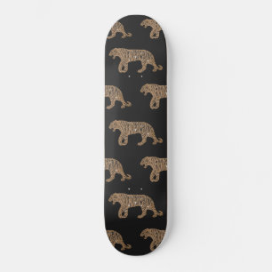 Fashionista Gold Black Glitzer Tiger Pattern Skateboard