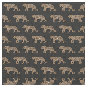 Fashionista Gold Black Glitzer Tiger Pattern Stoff