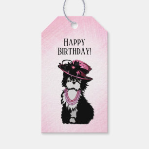 Fashionista Happy Birthday Puppy Dog Geschenkanhänger