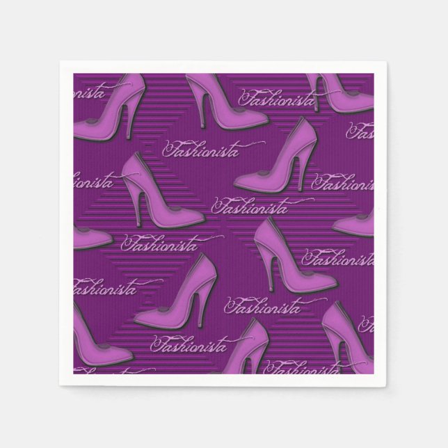 Fashionista Pink Shoes Muster Napkins Serviette (Vorderseite)