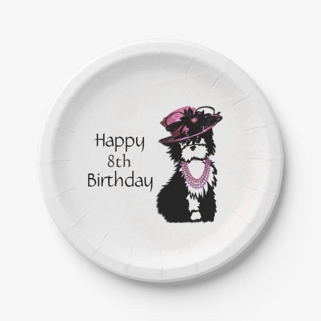 Fashionista Puppy Dog Birthday Pappteller (Vorderseite)