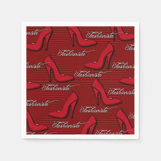 Fashionista Red Shoes Muster Napkins Serviette (Vorderseite)
