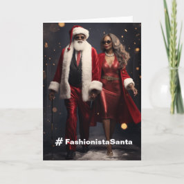 Fashionista Santa Anpassbare Weihnachtskarte Dankeskarte