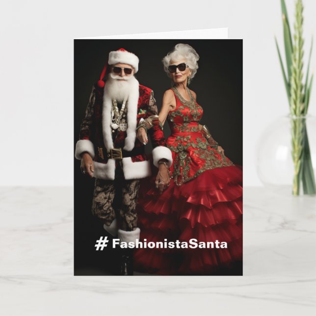 Fashionista Santa Holiday Card Dankeskarte (Vorderseite)